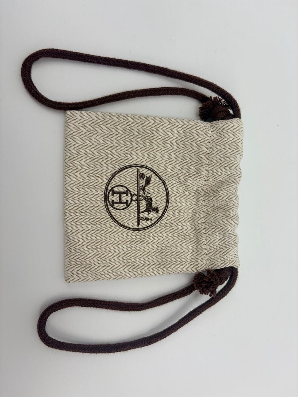 Authentic Hermès Small Herringbone Buckle Dust Bag Pouch 4in x 4.25in EMPTY